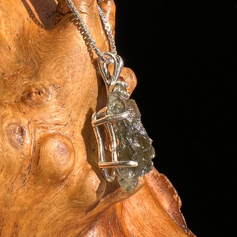 Raw & Faceted Moldavite Necklace Sterling Silver #5463-Moldavite Life