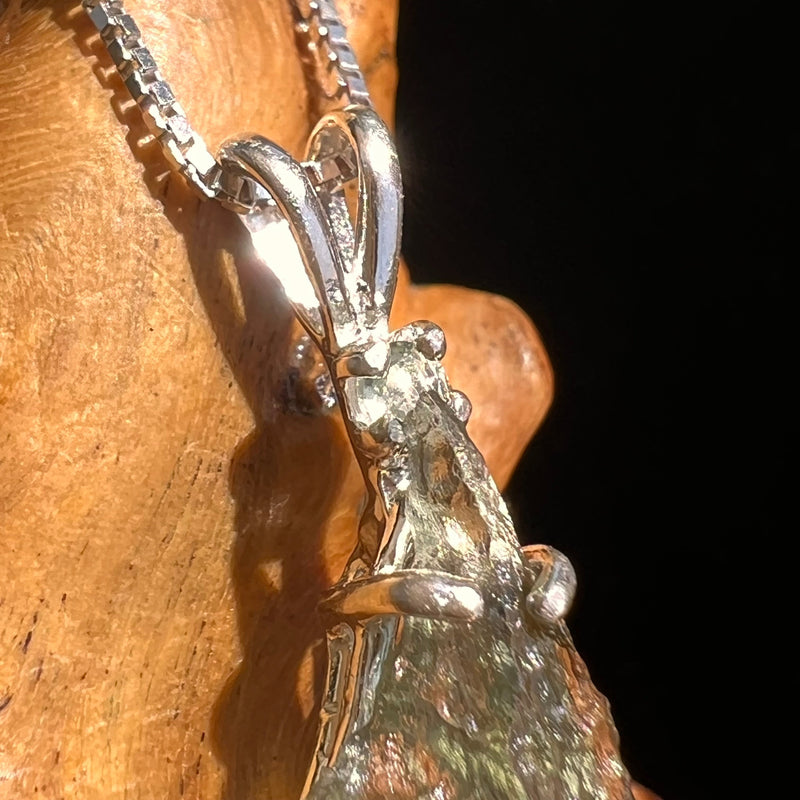Raw & Faceted Moldavite Necklace Sterling Silver #5464-Moldavite Life
