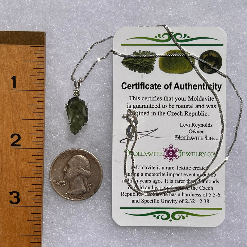 Raw & Faceted Moldavite Necklace Sterling Silver #5473-Moldavite Life