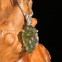 Raw & Faceted Moldavite Necklace Sterling Silver #5473-Moldavite Life