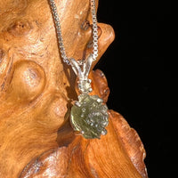 Raw & Faceted Moldavite Necklace Sterling Silver #5475-Moldavite Life