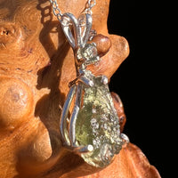 Raw & Faceted Moldavite Necklace Sterling Silver #7671-Moldavite Life