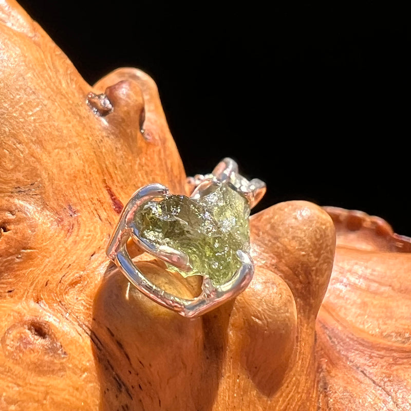 Raw & Faceted Moldavite Necklace Sterling Silver #7671-Moldavite Life