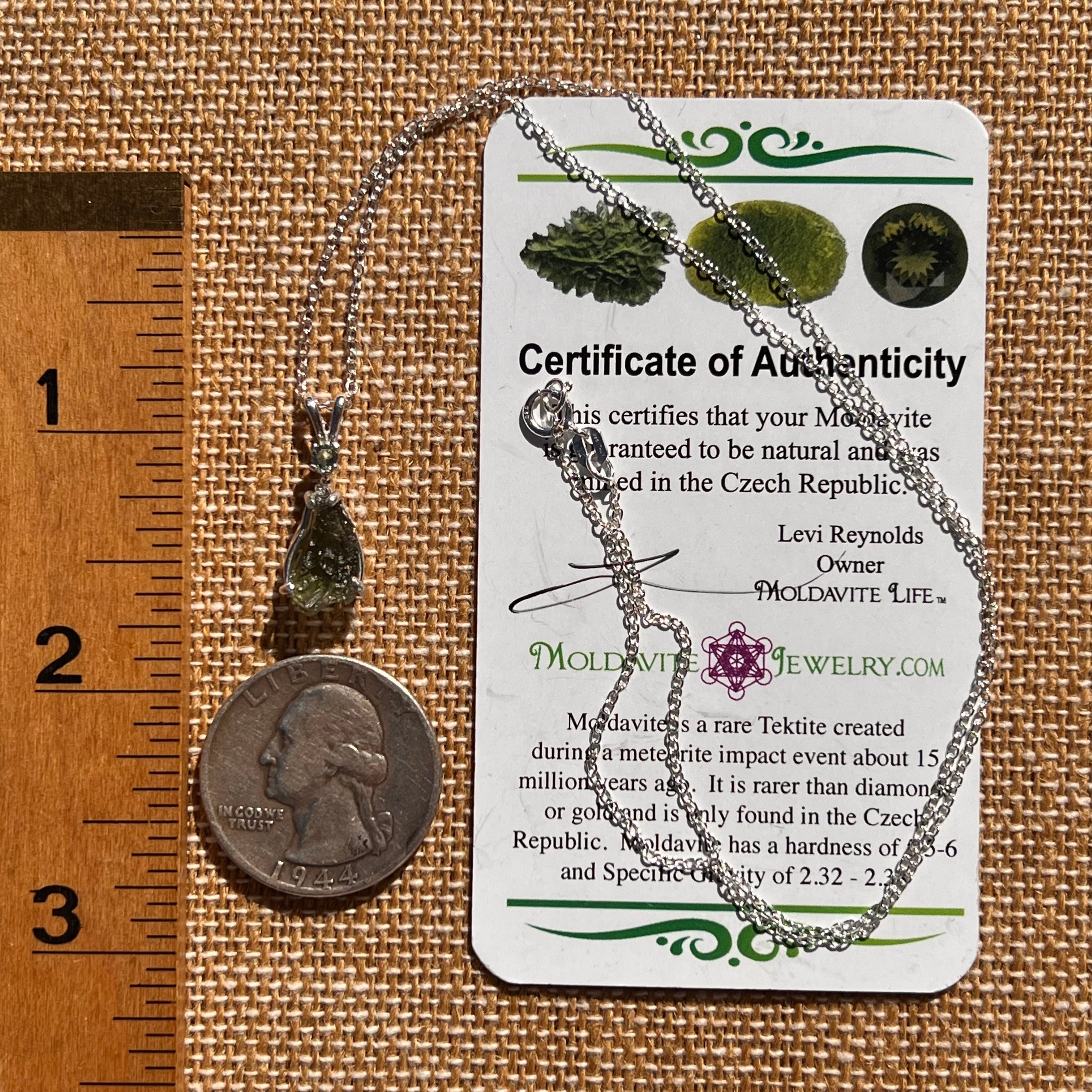 Raw & Faceted Moldavite Necklace Sterling Silver #7671-Moldavite Life