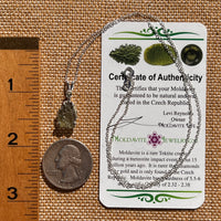 Raw & Faceted Moldavite Necklace Sterling Silver #7672-Moldavite Life