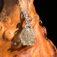 Raw & Faceted Moldavite Necklace Sterling Silver #7672-Moldavite Life