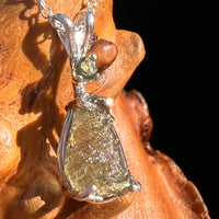 Raw & Faceted Moldavite Necklace Sterling Silver #7673-Moldavite Life