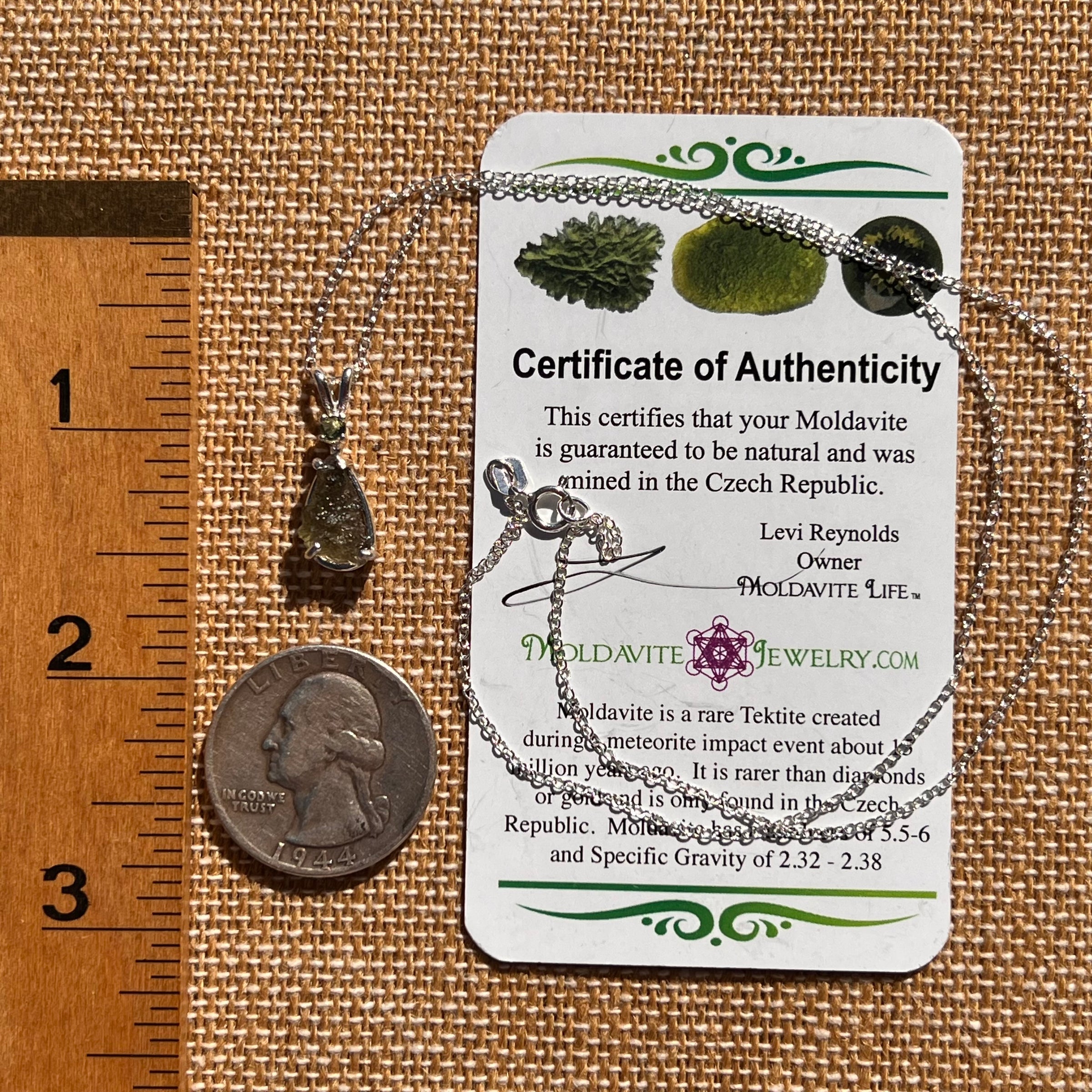 Raw & Faceted Moldavite Necklace Sterling Silver #7673-Moldavite Life