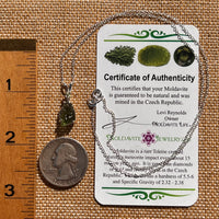 Raw & Faceted Moldavite Necklace Sterling Silver #7676-Moldavite Life
