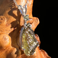 Raw & Faceted Moldavite Necklace Sterling Silver #7677-Moldavite Life