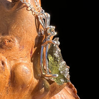 Raw & Faceted Moldavite Necklace Sterling Silver #7677-Moldavite Life