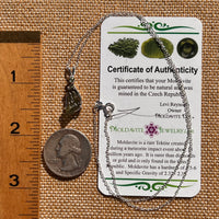 Raw & Faceted Moldavite Necklace Sterling Silver #7677-Moldavite Life