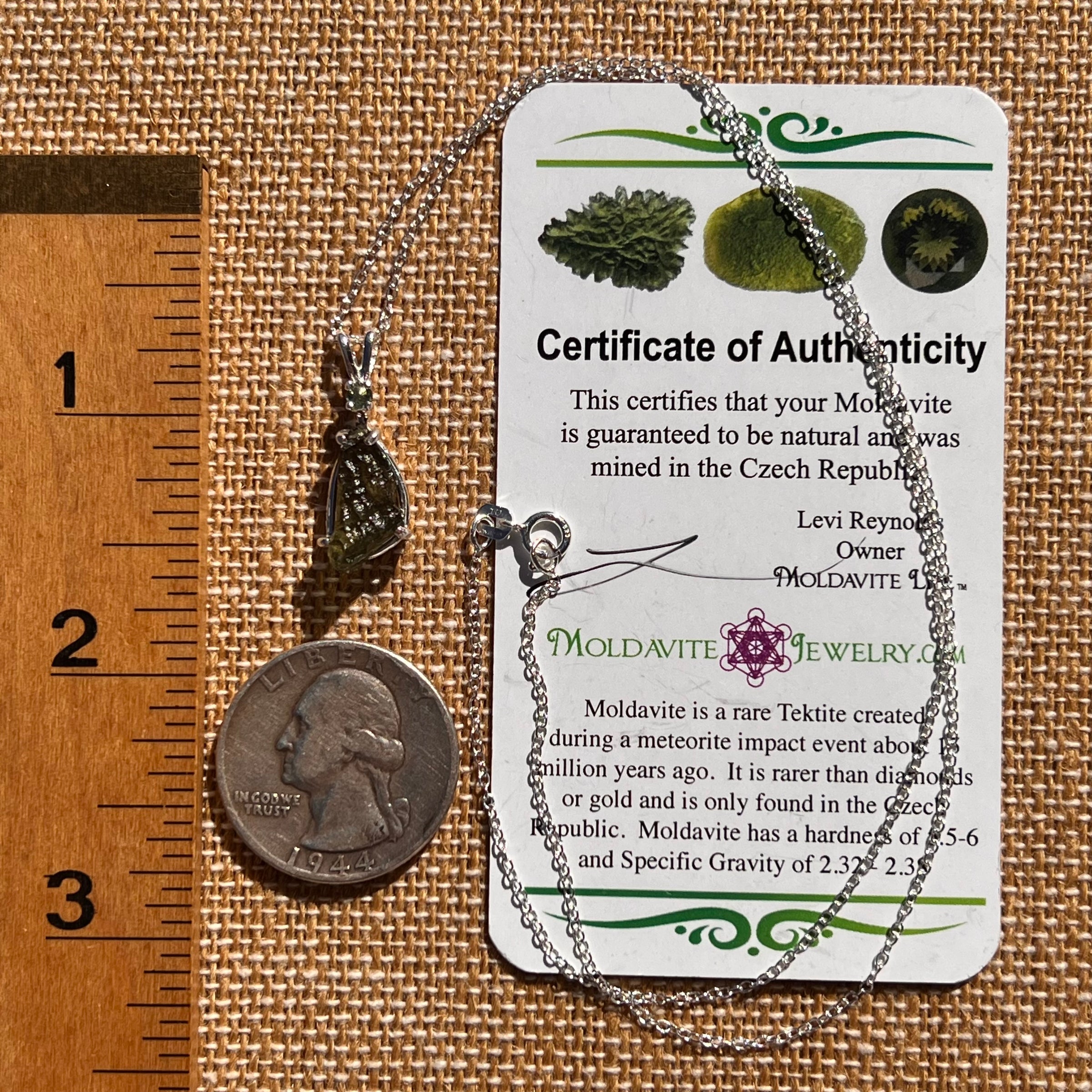 Raw & Faceted Moldavite Necklace Sterling Silver #7677-Moldavite Life
