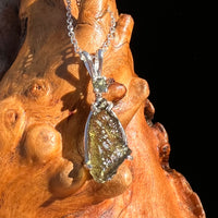 Raw & Faceted Moldavite Necklace Sterling Silver #7677-Moldavite Life