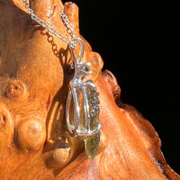 Raw & Faceted Moldavite Necklace Sterling Silver #7679-Moldavite Life