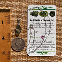 Raw & Faceted Moldavite Necklace Sterling Silver #7679-Moldavite Life