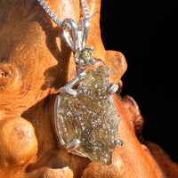 Raw & Faceted Moldavite Necklace Sterling Silver #7680-Moldavite Life