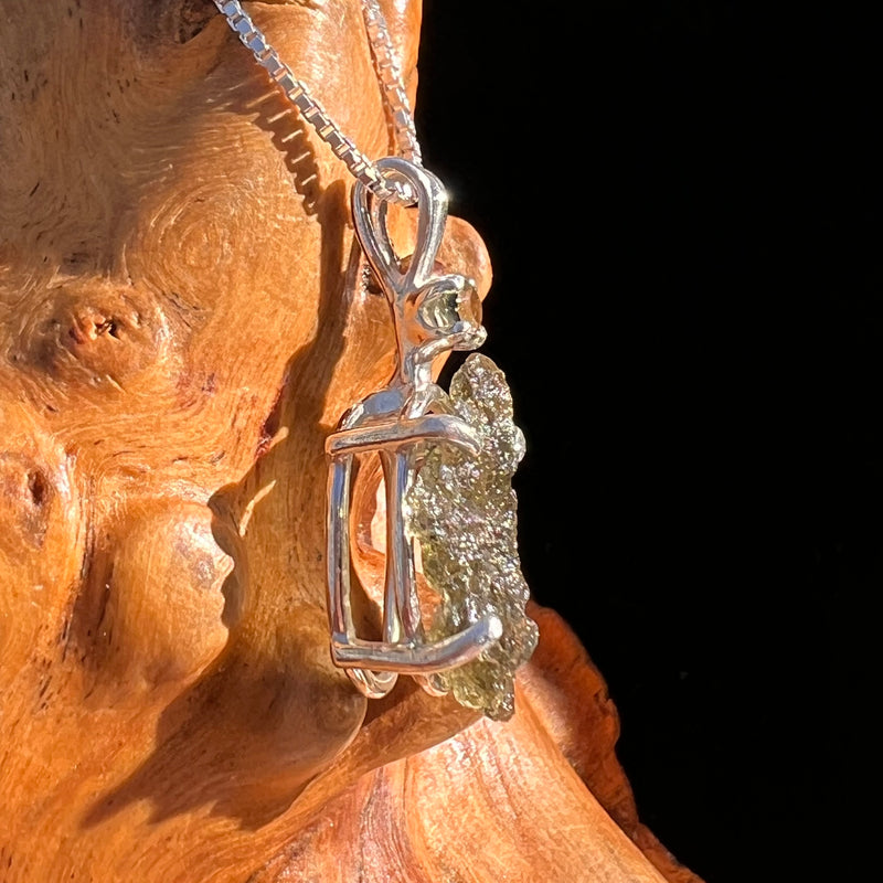 Raw & Faceted Moldavite Necklace Sterling Silver #7680-Moldavite Life