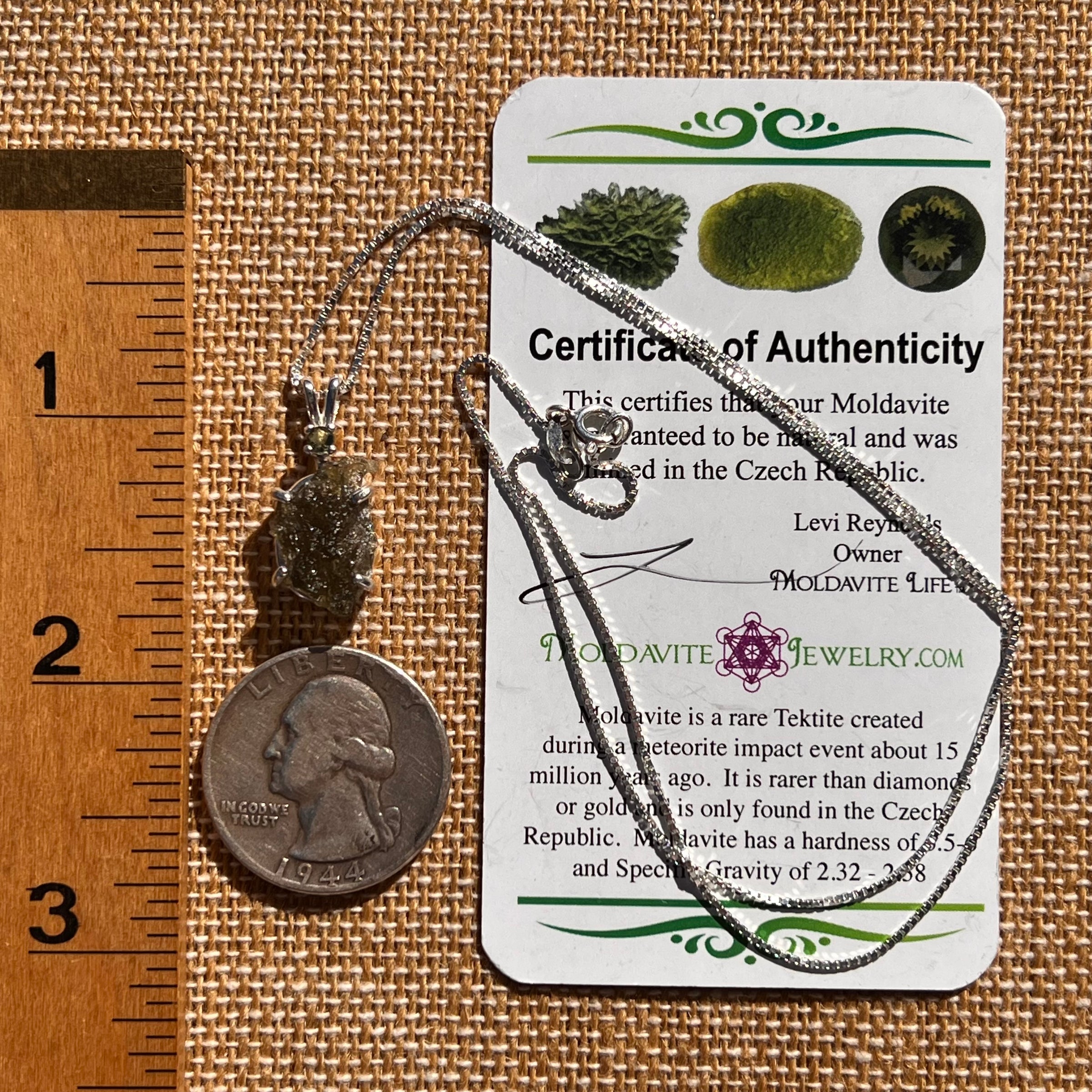 Raw & Faceted Moldavite Necklace Sterling Silver #7680-Moldavite Life