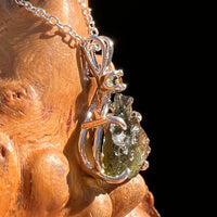 Raw & Faceted Moldavite Necklace Sterling Silver #7681-Moldavite Life
