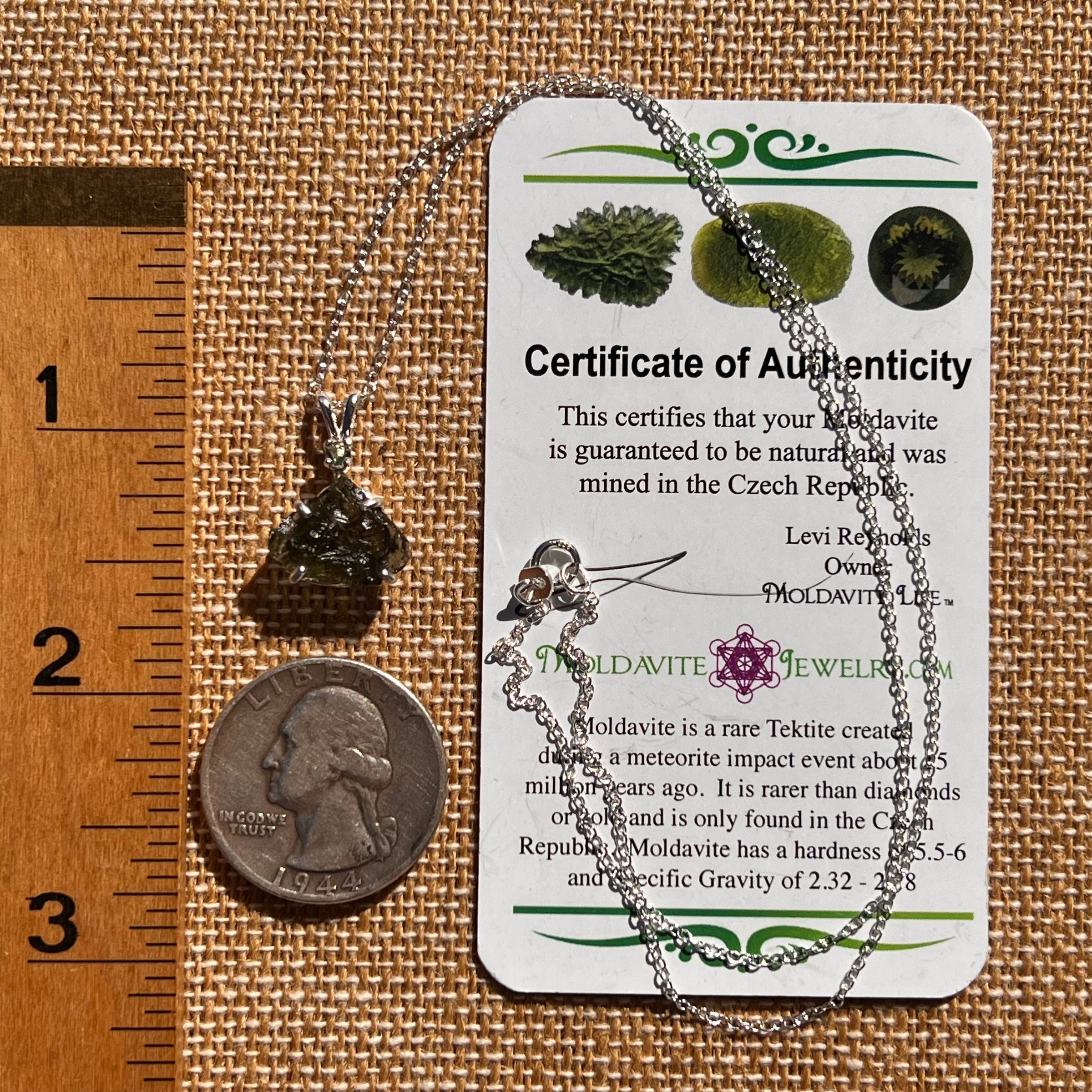 Raw & Faceted Moldavite Necklace Sterling Silver #7681-Moldavite Life