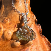 Raw & Faceted Moldavite Necklace Sterling Silver #7681-Moldavite Life