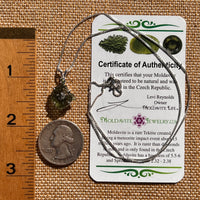 Raw & Faceted Moldavite Necklace Sterling Silver #7682-Moldavite Life