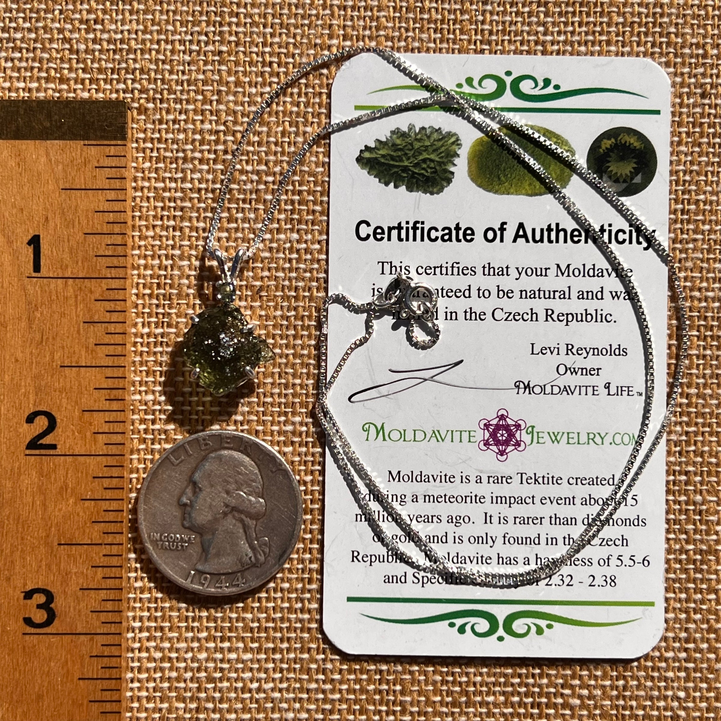 Raw & Faceted Moldavite Necklace Sterling Silver #7682-Moldavite Life