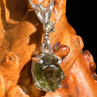 Raw & Faceted Moldavite Necklace Sterling Silver #8778-Moldavite Life
