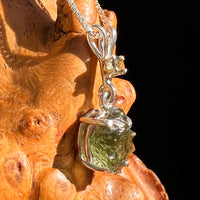 Raw & Faceted Moldavite Necklace Sterling Silver #8778-Moldavite Life