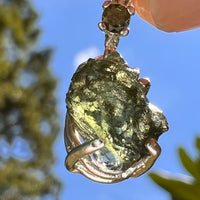 Raw & Faceted Moldavite Necklace Sterling Silver #8778-Moldavite Life