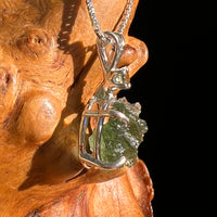Raw & Faceted Moldavite Necklace Sterling Silver #8779-Moldavite Life