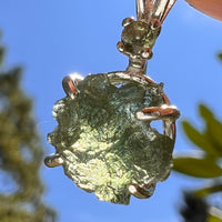 Raw & Faceted Moldavite Necklace Sterling Silver #8779-Moldavite Life