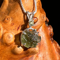 Raw & Faceted Moldavite Necklace Sterling Silver #8779-Moldavite Life