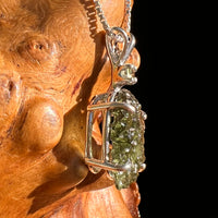 Raw & Faceted Moldavite Necklace Sterling Silver #8780-Moldavite Life