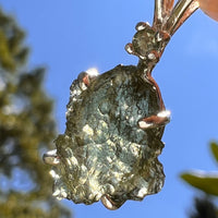 Raw & Faceted Moldavite Necklace Sterling Silver #8780-Moldavite Life