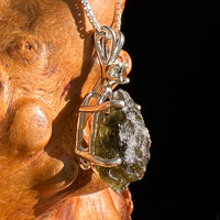 Raw & Faceted Moldavite Necklace Sterling Silver #8781-Moldavite Life