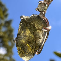 Raw & Faceted Moldavite Necklace Sterling Silver #8781-Moldavite Life