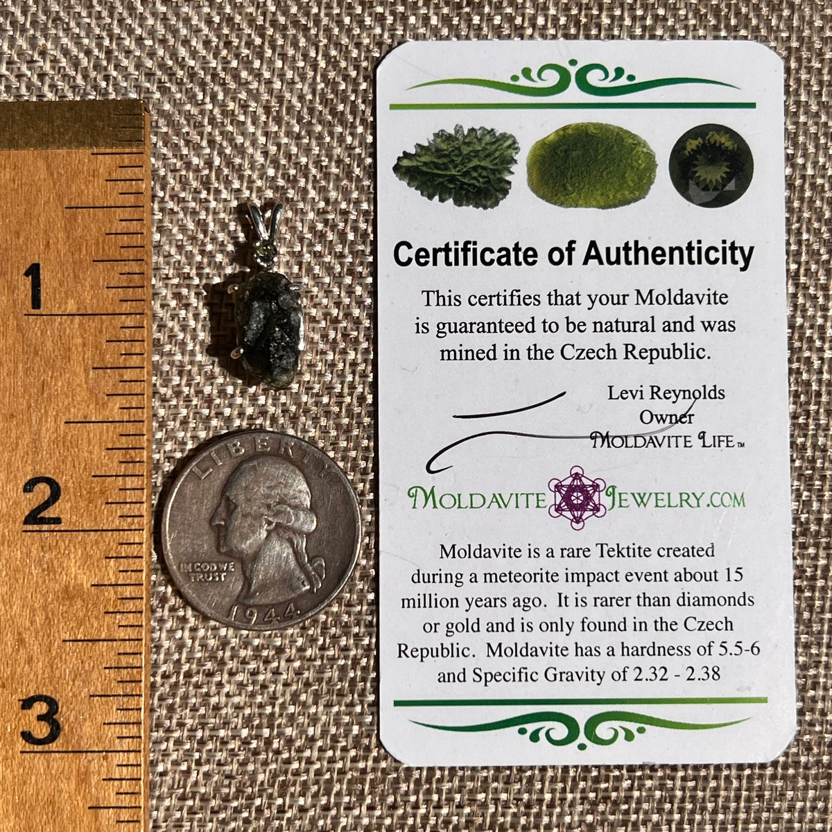 Raw & Faceted Moldavite Necklace Sterling Silver #8781-Moldavite Life