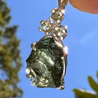 Raw & Faceted Moldavite Necklace Sterling Silver #8782-Moldavite Life