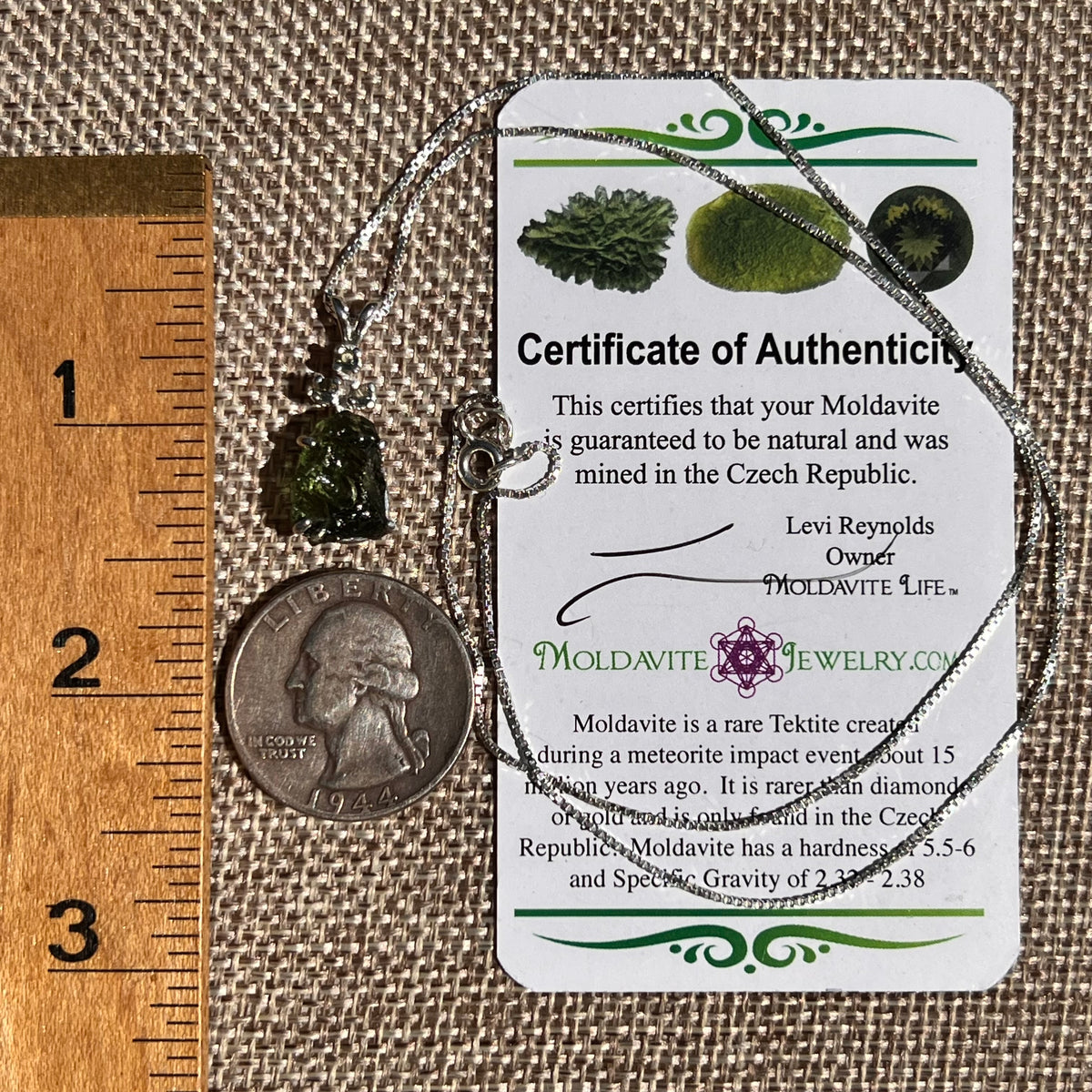 Raw & Faceted Moldavite Necklace Sterling Silver #8782-Moldavite Life