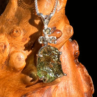 Raw & Faceted Moldavite Necklace Sterling Silver #8782-Moldavite Life