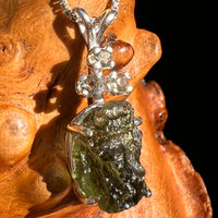 Raw & Faceted Moldavite Necklace Sterling Silver #8783-Moldavite Life