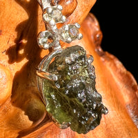 Raw & Faceted Moldavite Necklace Sterling Silver #8783-Moldavite Life