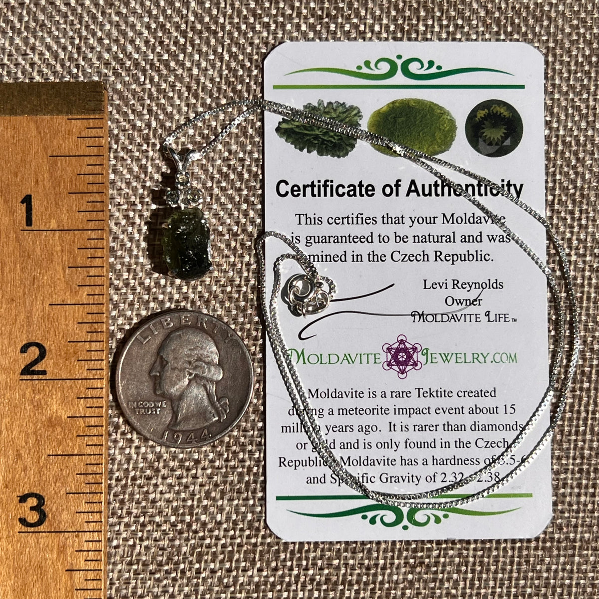 Raw & Faceted Moldavite Necklace Sterling Silver #8783-Moldavite Life