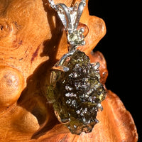Raw & Faceted Moldavite Necklace Sterling Silver #8784-Moldavite Life