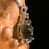 Raw & Faceted Moldavite Necklace Sterling Silver #8784-Moldavite Life