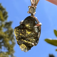 Raw & Faceted Moldavite Necklace Sterling Silver #8784-Moldavite Life