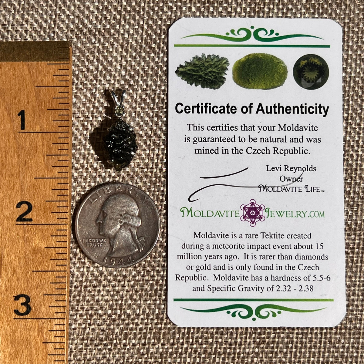 Raw & Faceted Moldavite Necklace Sterling Silver #8784-Moldavite Life