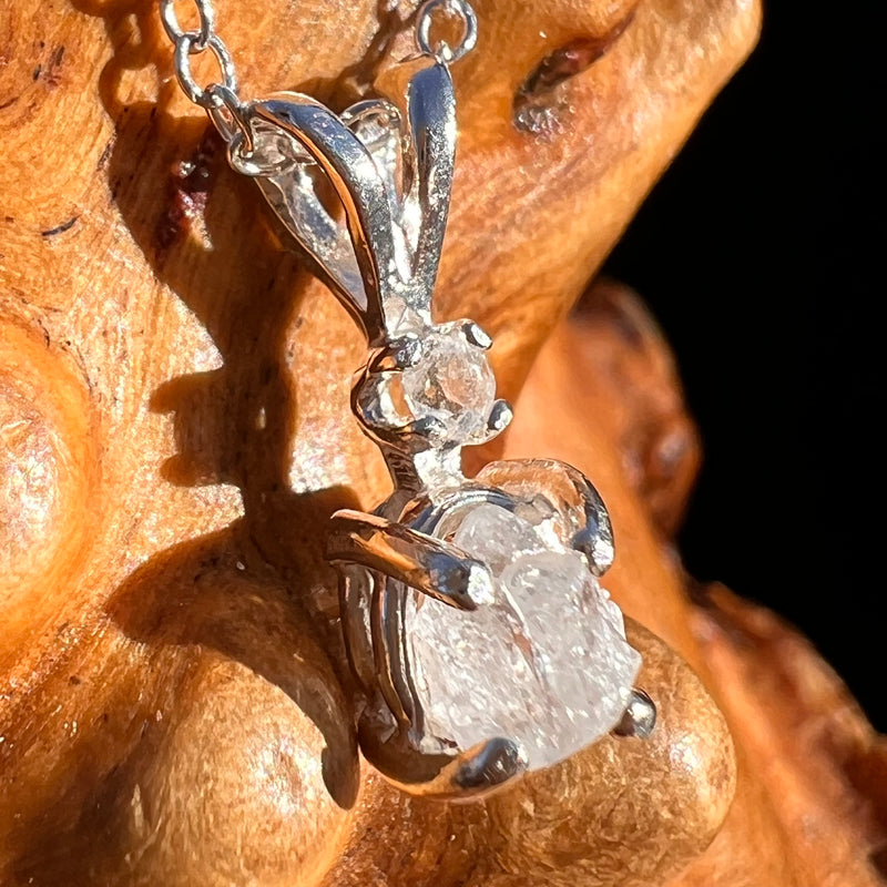 Raw & Faceted Phenakite Necklace Sterling Silver #8042-Moldavite Life